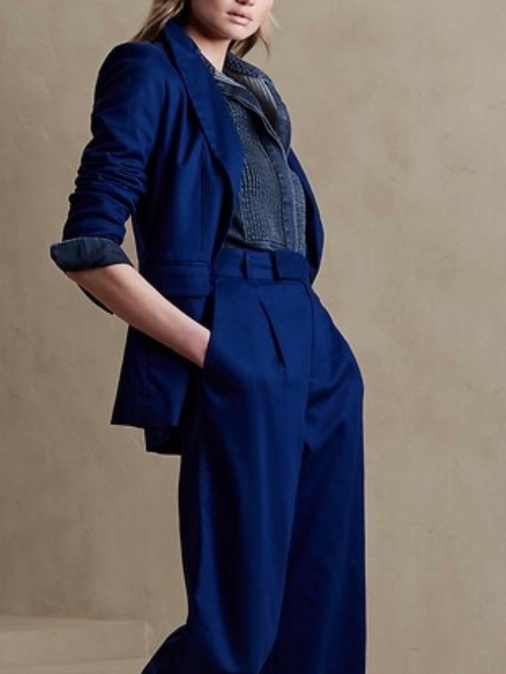 Banana Republic Indigo Denim Tuxedo Shirt